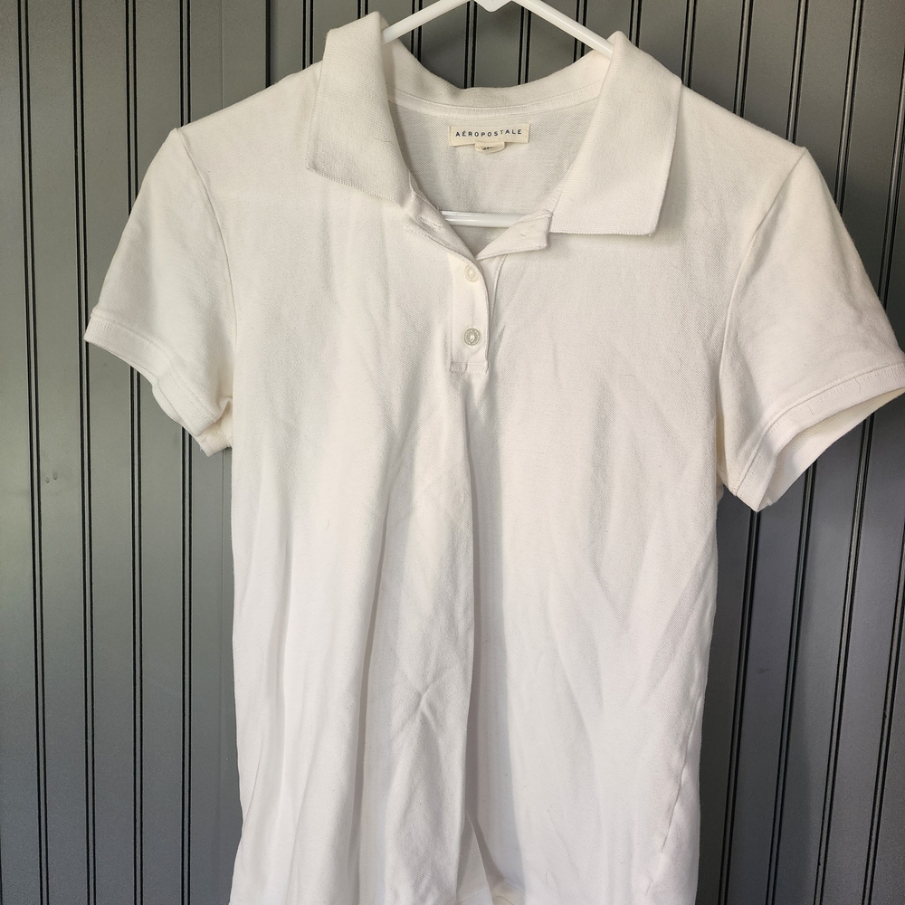 Aeropostale Women's Cream Button Down Shirt